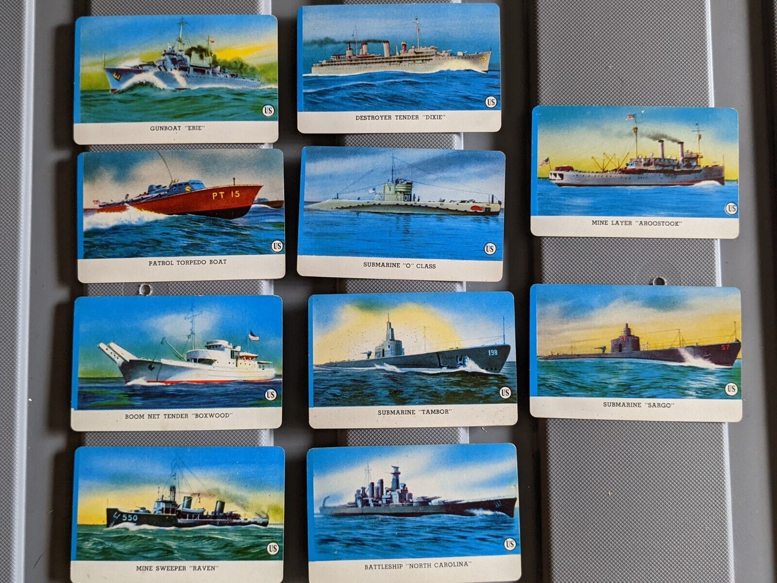 1940s Leaf Card-O Chewing Gum US Navy Series A Battleship Vintage Card Lot of 10