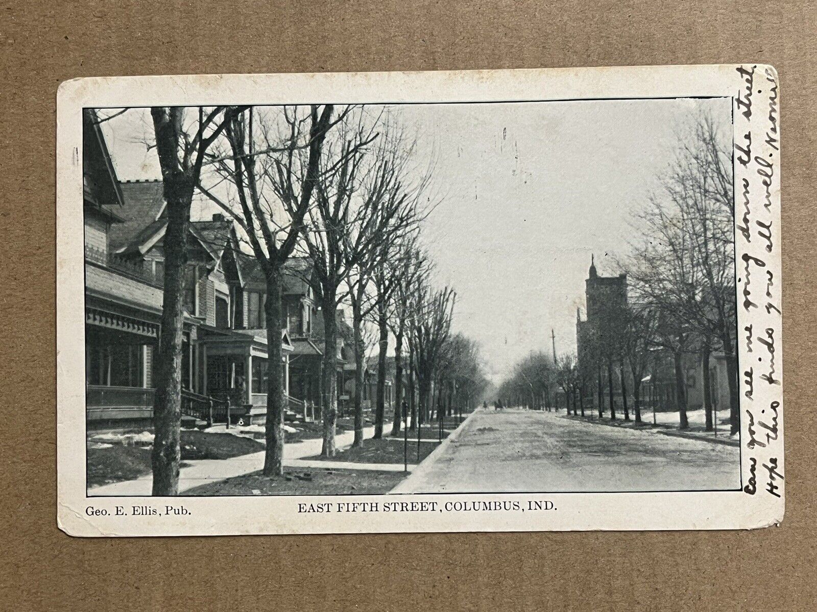 Postcard Columbus IN East Fifth Street Antique UDB Indiana PC