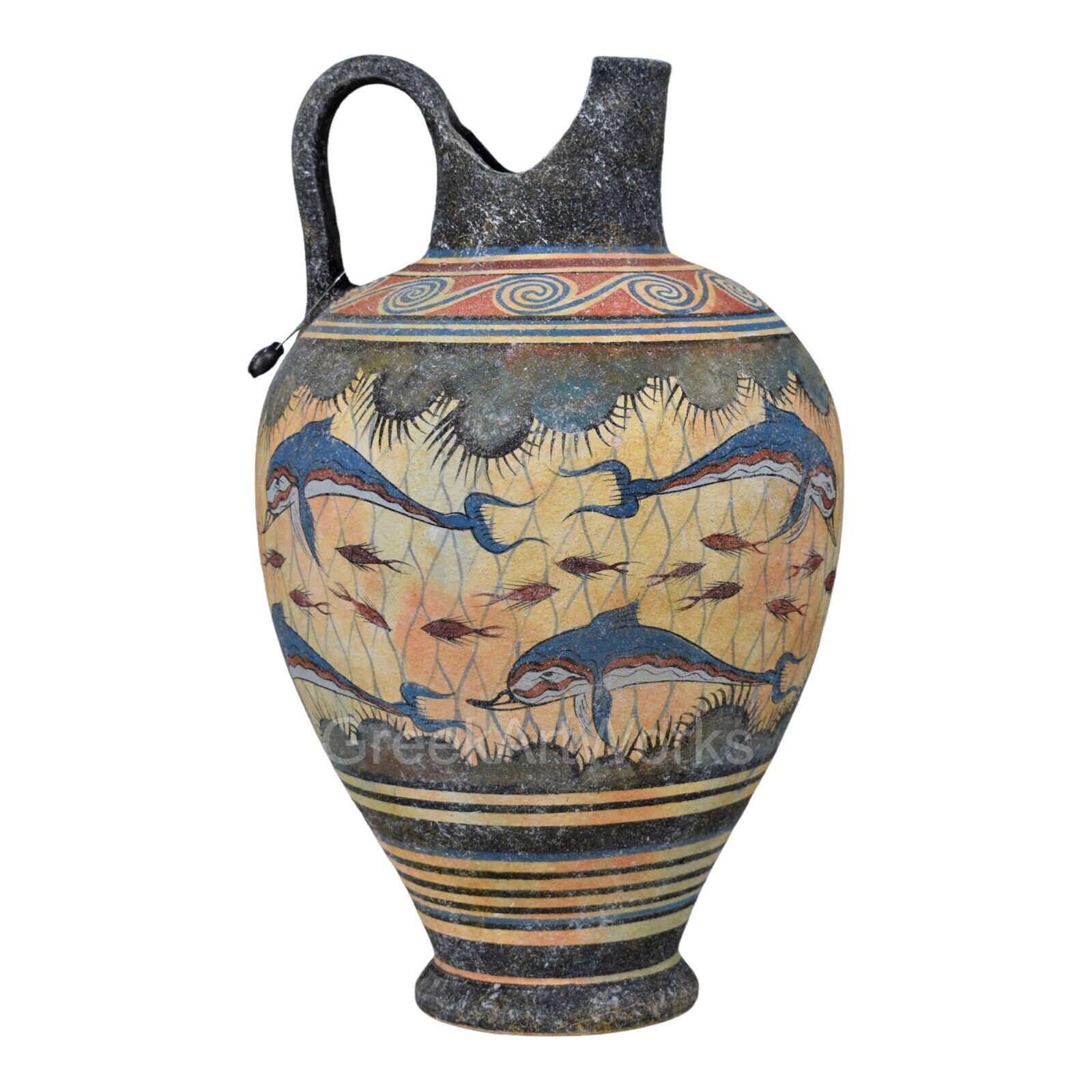 Hydria Water Jar Minoan Vase Pottery Painting Dolphin Ancient Greek Crete 