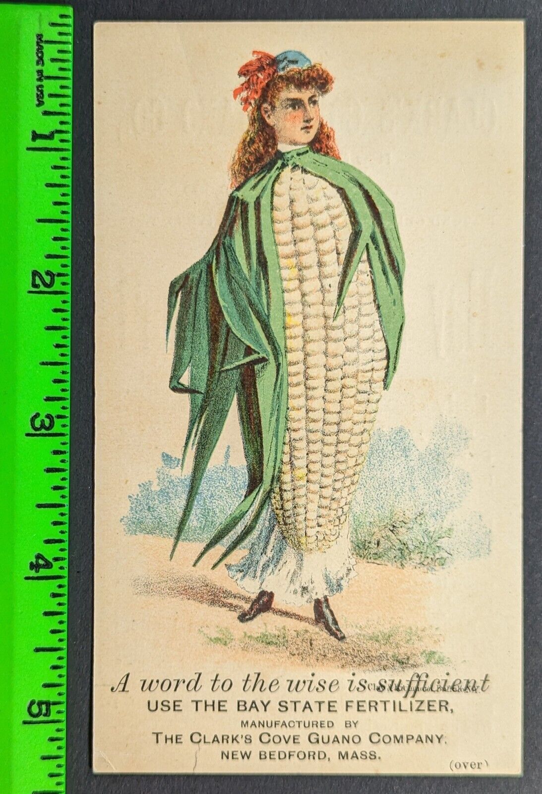 Vintage 1880\'s Fertilizer Anthropomorphic Corn Stalk Woman Trade Card