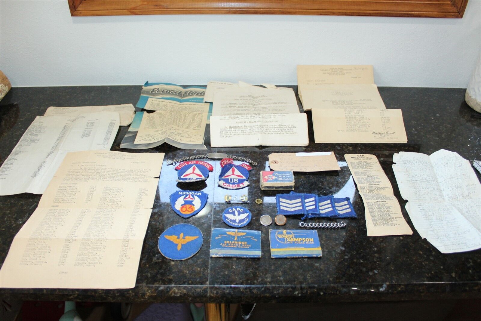 Vintage 1950\'s Selfridge Air Force Base Collectibles Military Patches Hardware +