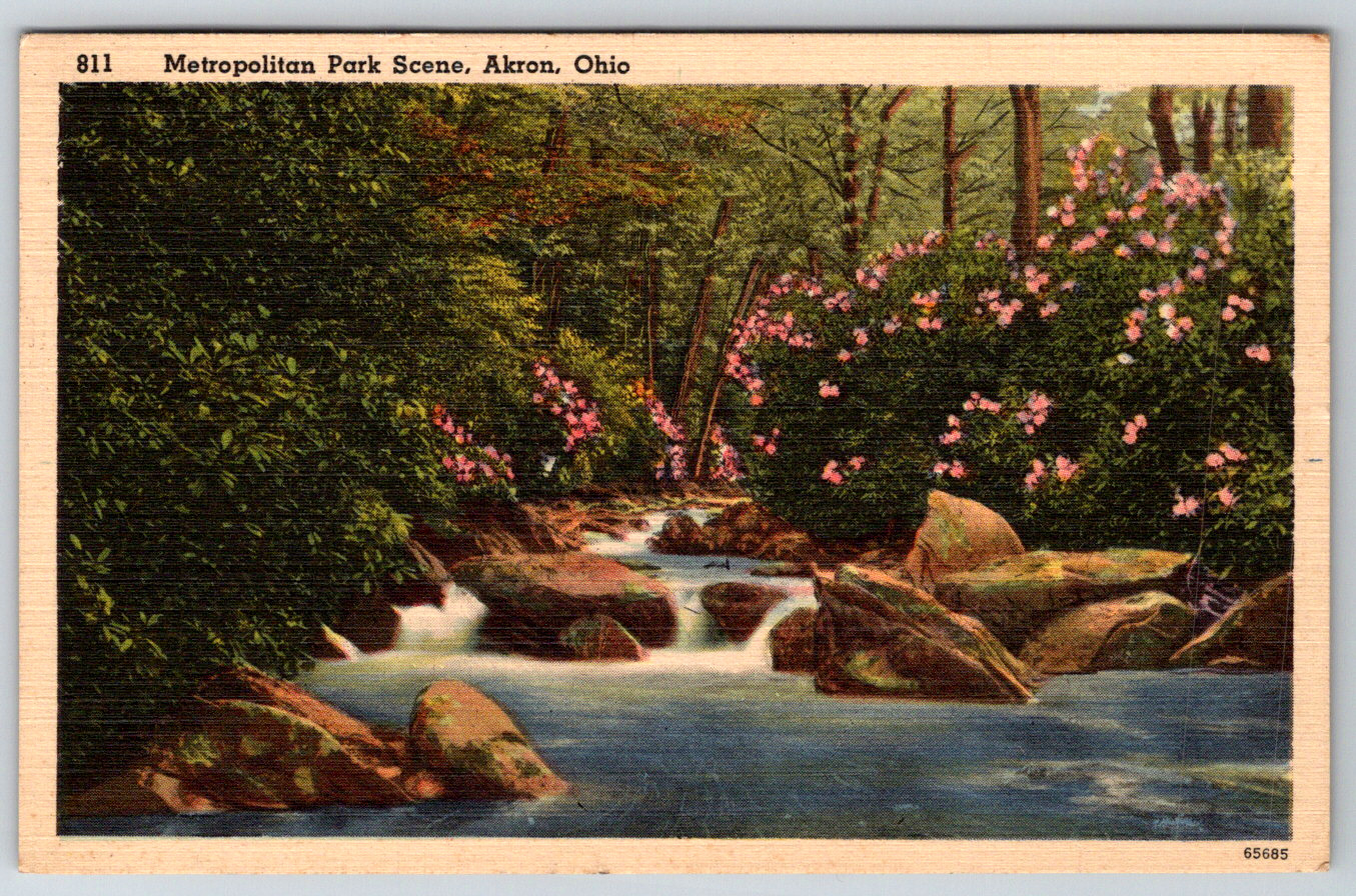 c1960s Metropolitan Park Scene Akron Ohio Vintage Linen Postcard