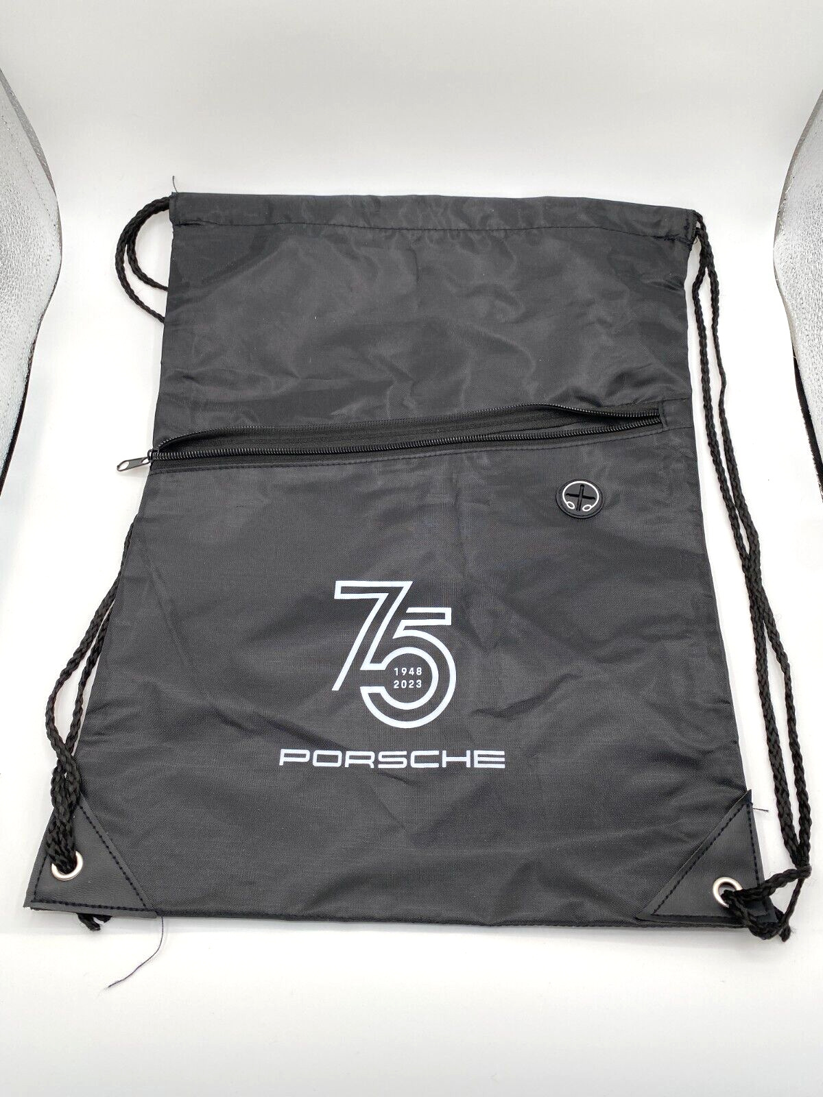Porsche 75th Anniversary Black Draw String Bag Rennsport Reunion 7 2023 FreeShip