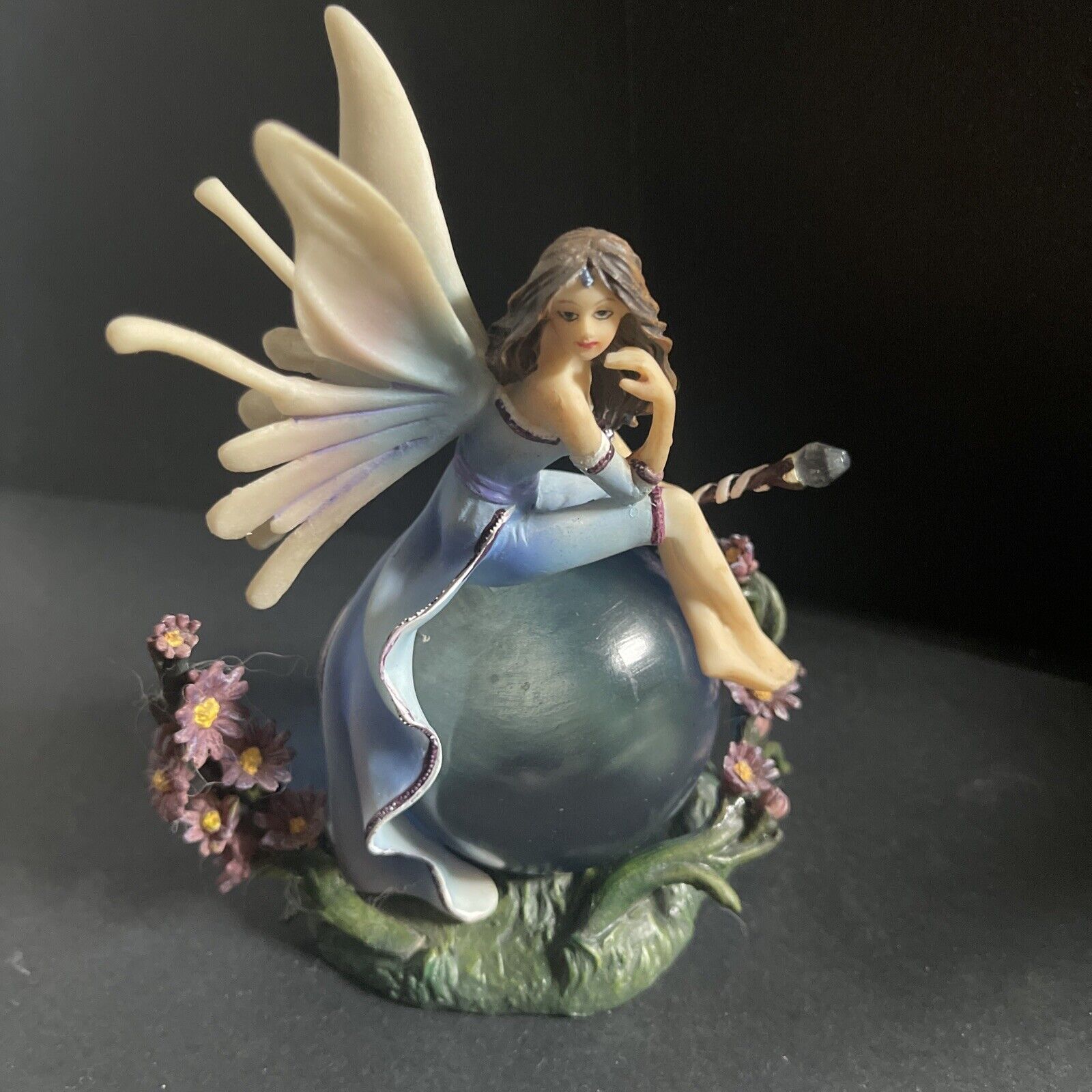 Jessica Galbreth Birthday Fairy(Dec) Figurine on Glass Ball.  Pre owned