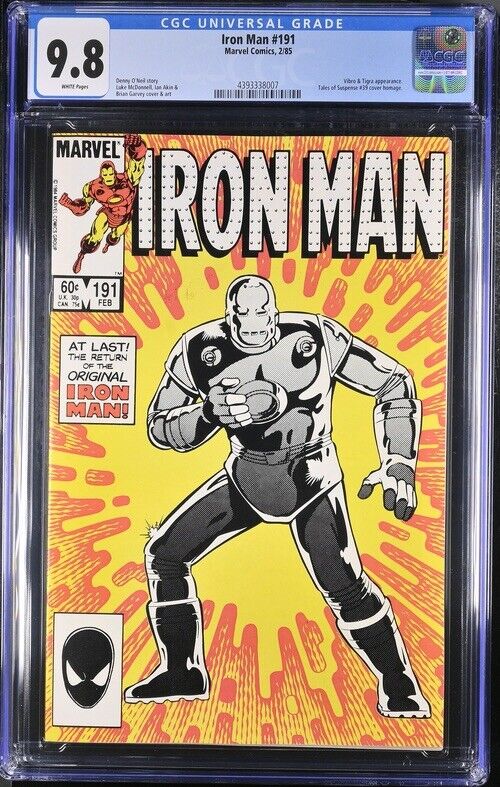 Iron Man #191 (1985 Marvel - Vibro and Tigra Appearance) - CGC 9.8 Homage Cover