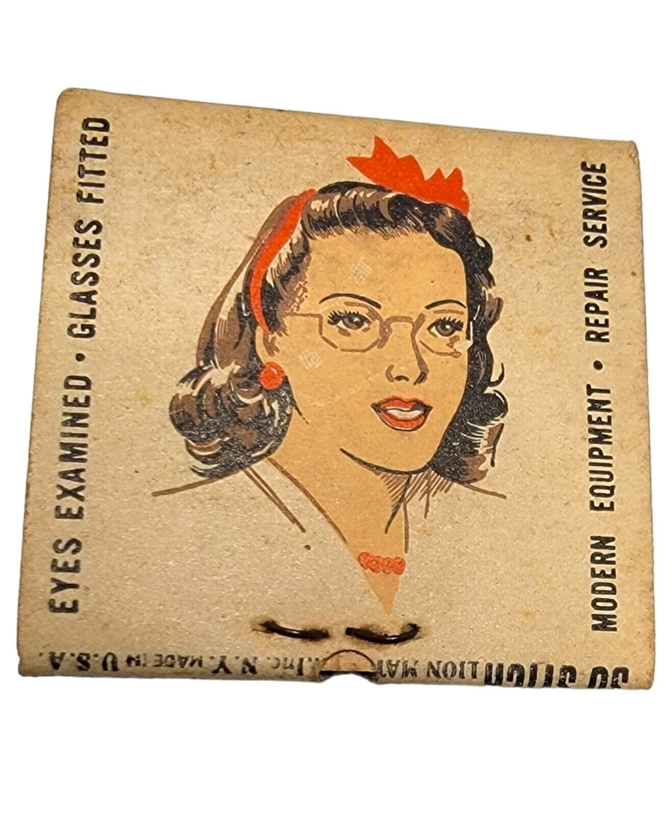 Vintage Optometrist Matchbook 1940s UNSTRUCK Falbo Opticians Detroit
