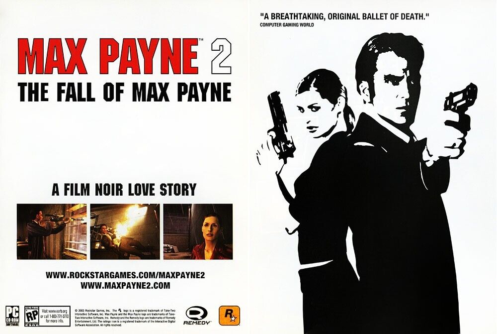 Max Payne 2 PS2 Fall Of Max Payne Original 2004 Ad Authentic Video Game Promo