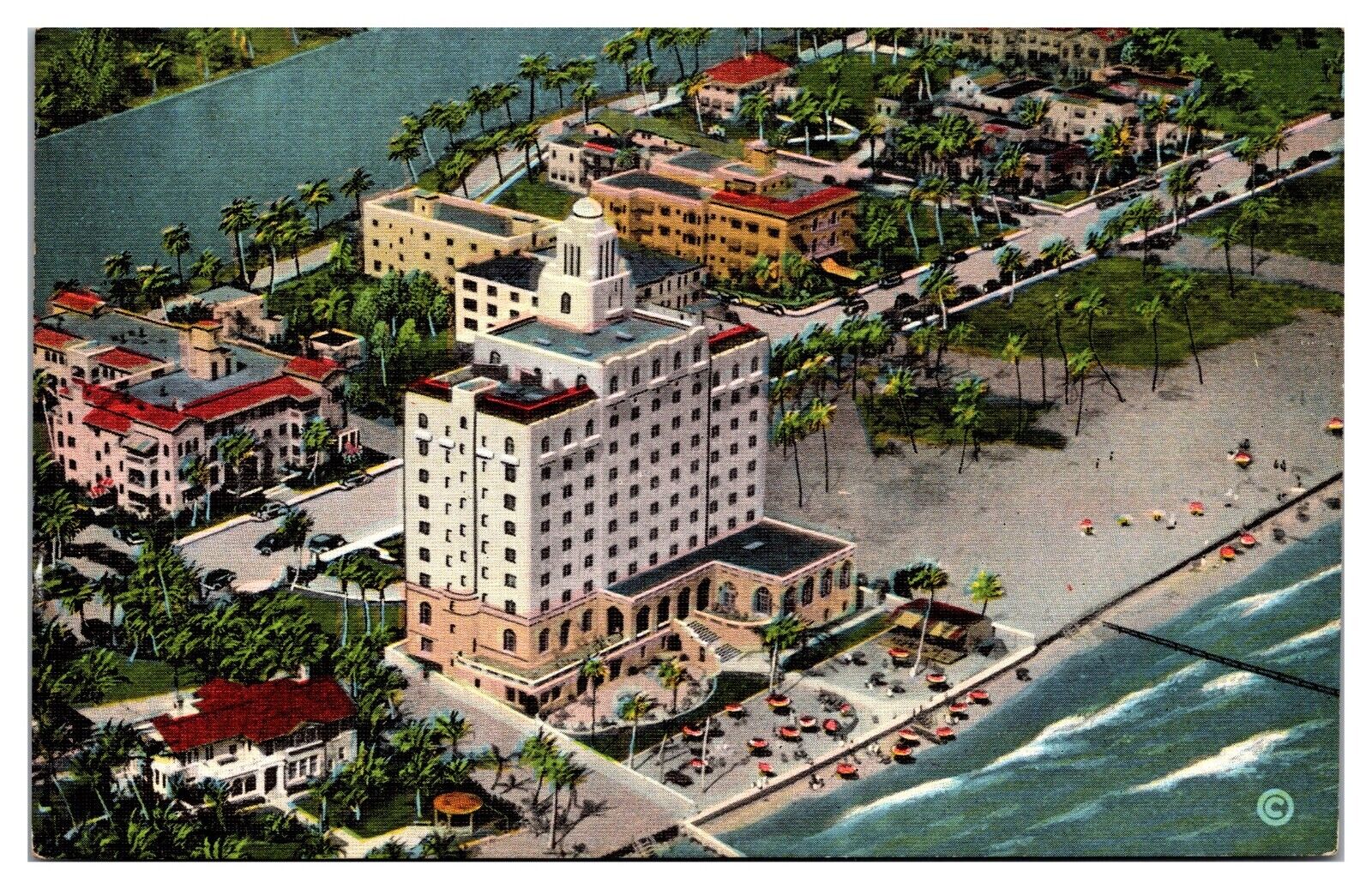 VTG Whitman Hotel, Aerial Exterior View, Beach, Palm Trees, Miami, FL