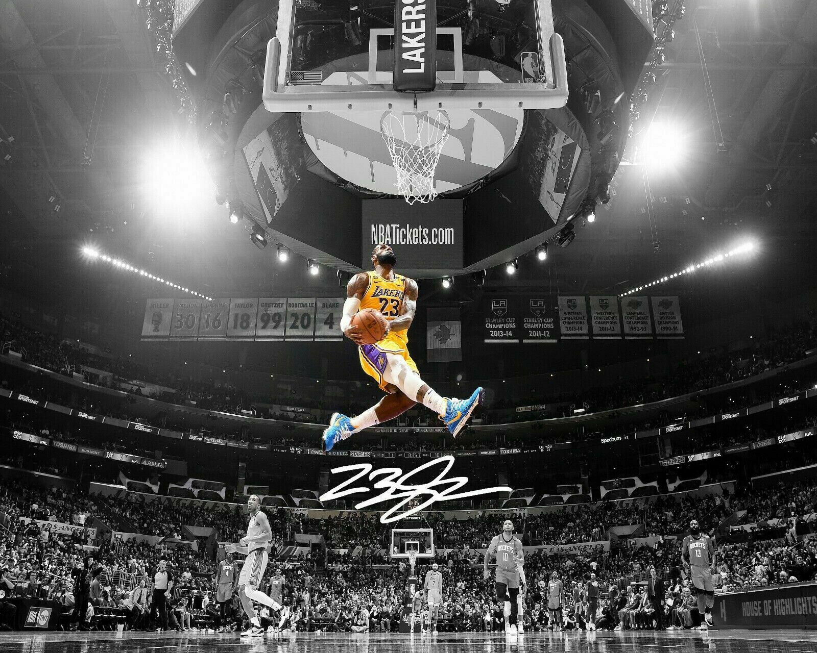 Lebron James LA Lakers The Dunk 8.5x11 Signed Photo Reprint