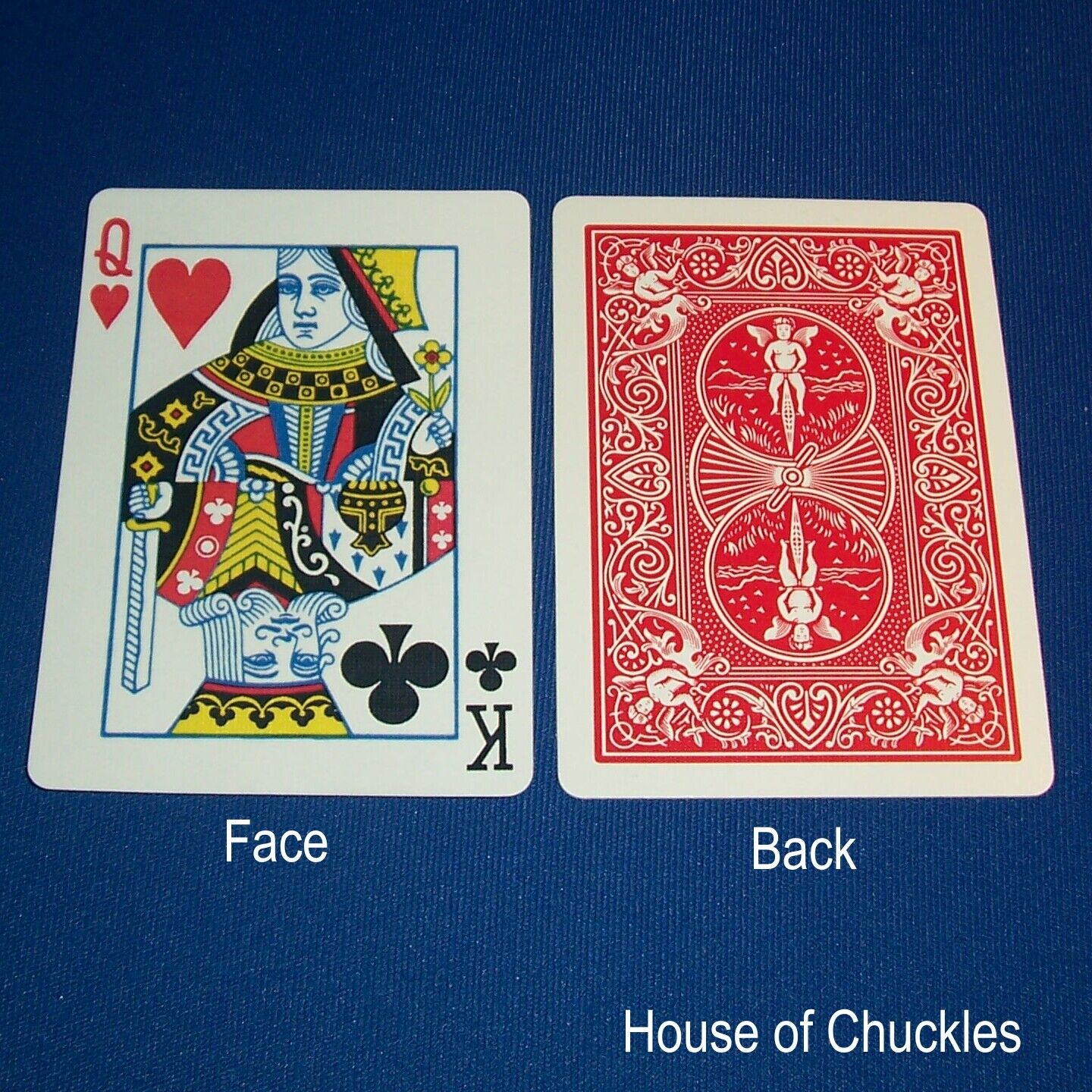 Queen Hearts / King Clubs, Half Horizontal - OFFICIAL - Red Bicycle Gaff Card