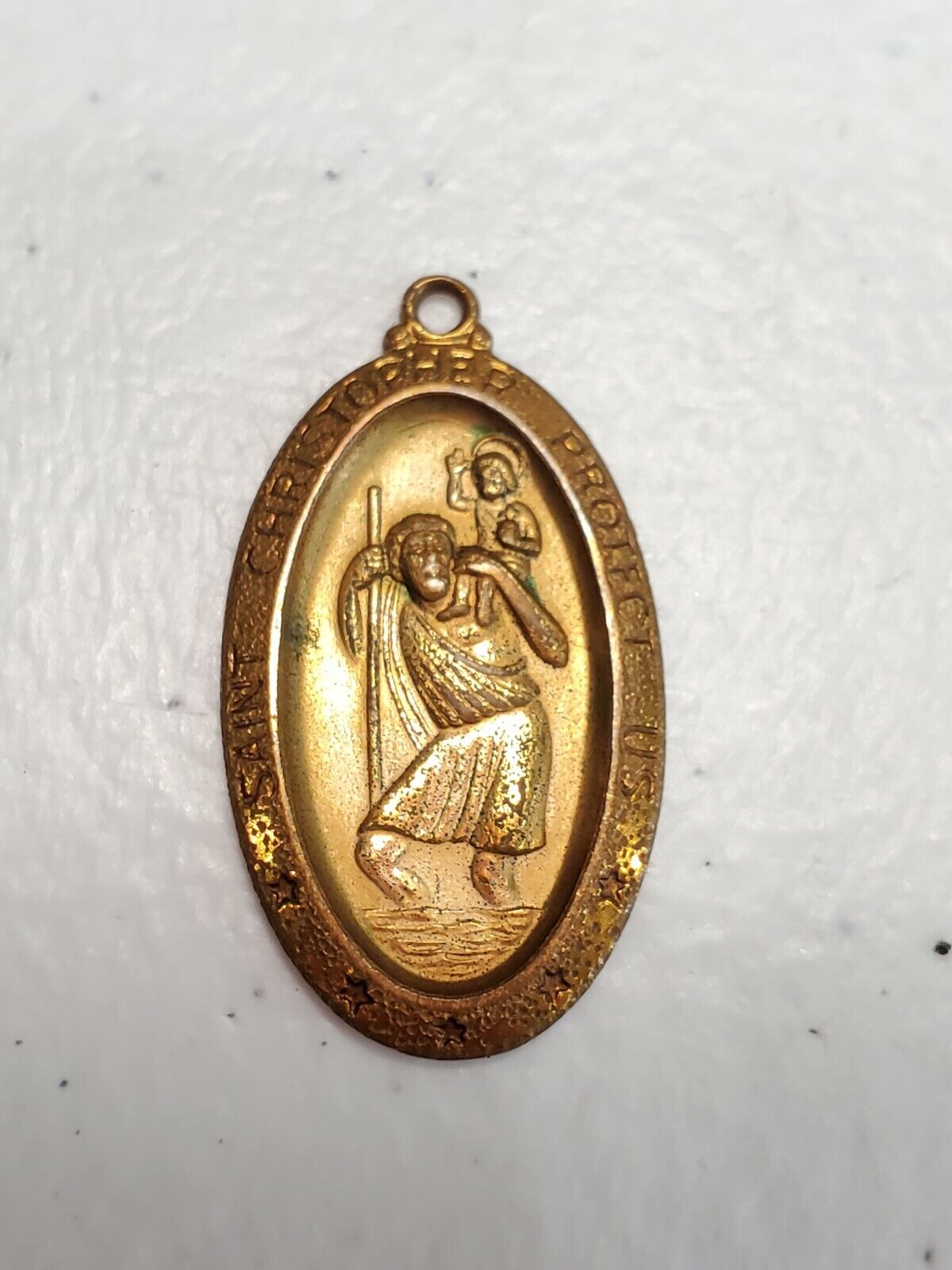 Vintage Large Saint Christopher Religious Medal Pendant 1/20 14K Gold Filled