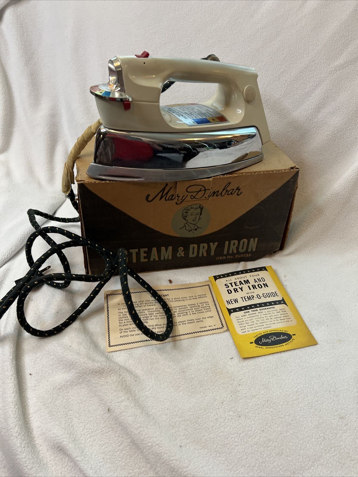 Vintage Mary Dunbar Steam and Dry Iron Used In Original Box 1960s 