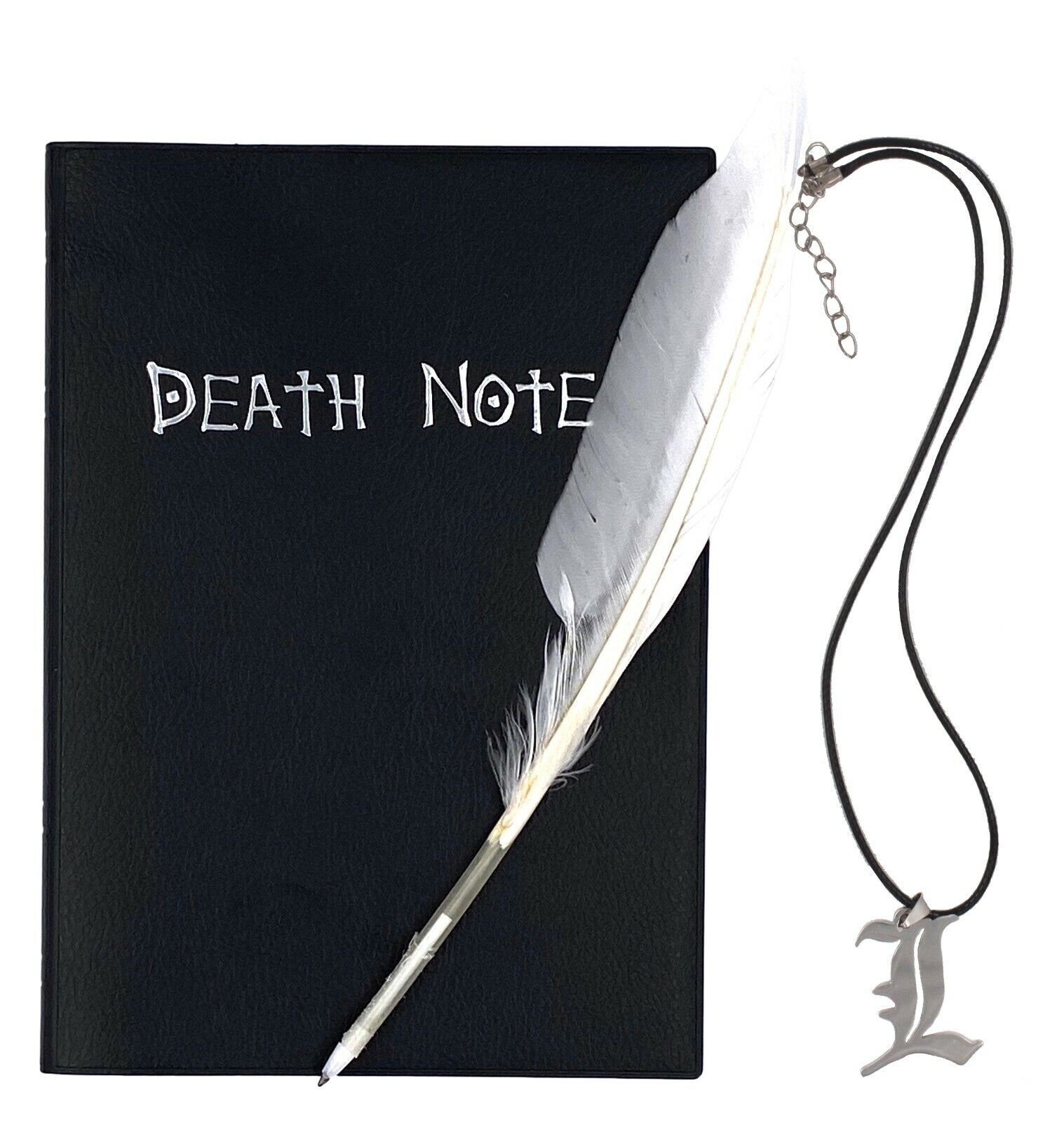 Goldenvalueable Anime Death Note Cosplay Notebook with Feather Pen and Necklace