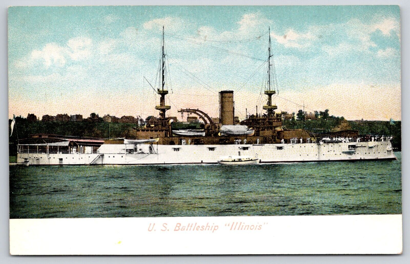US Naval Battleship USS Illinois BB-7 Postcard Navy Great White Fleet WW1 Era