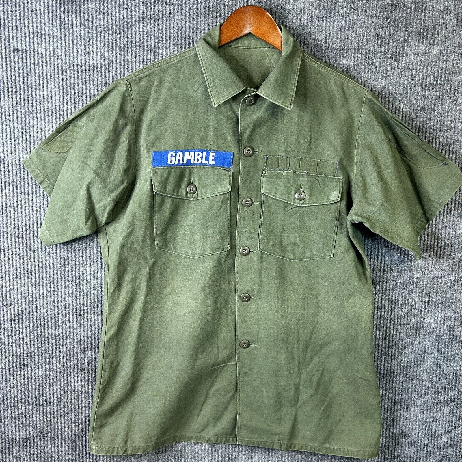 Vintage Military Vietnam Cotton Sateen Shirt Men’s Large OG 107 Uniform