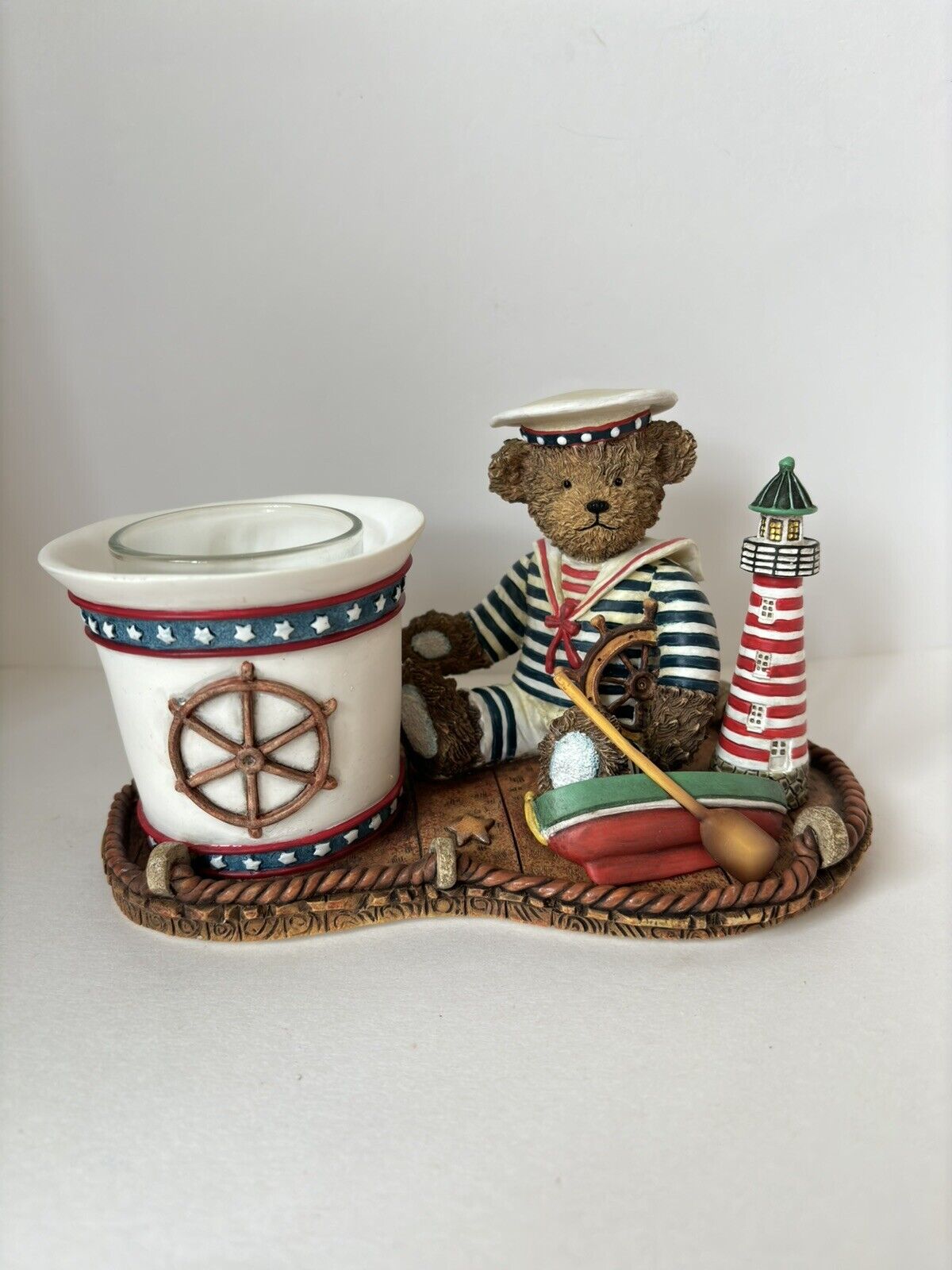 Rare 2001 Lang Candles “Bear Ahoy” Nautical Bear Candle Holder Figurine