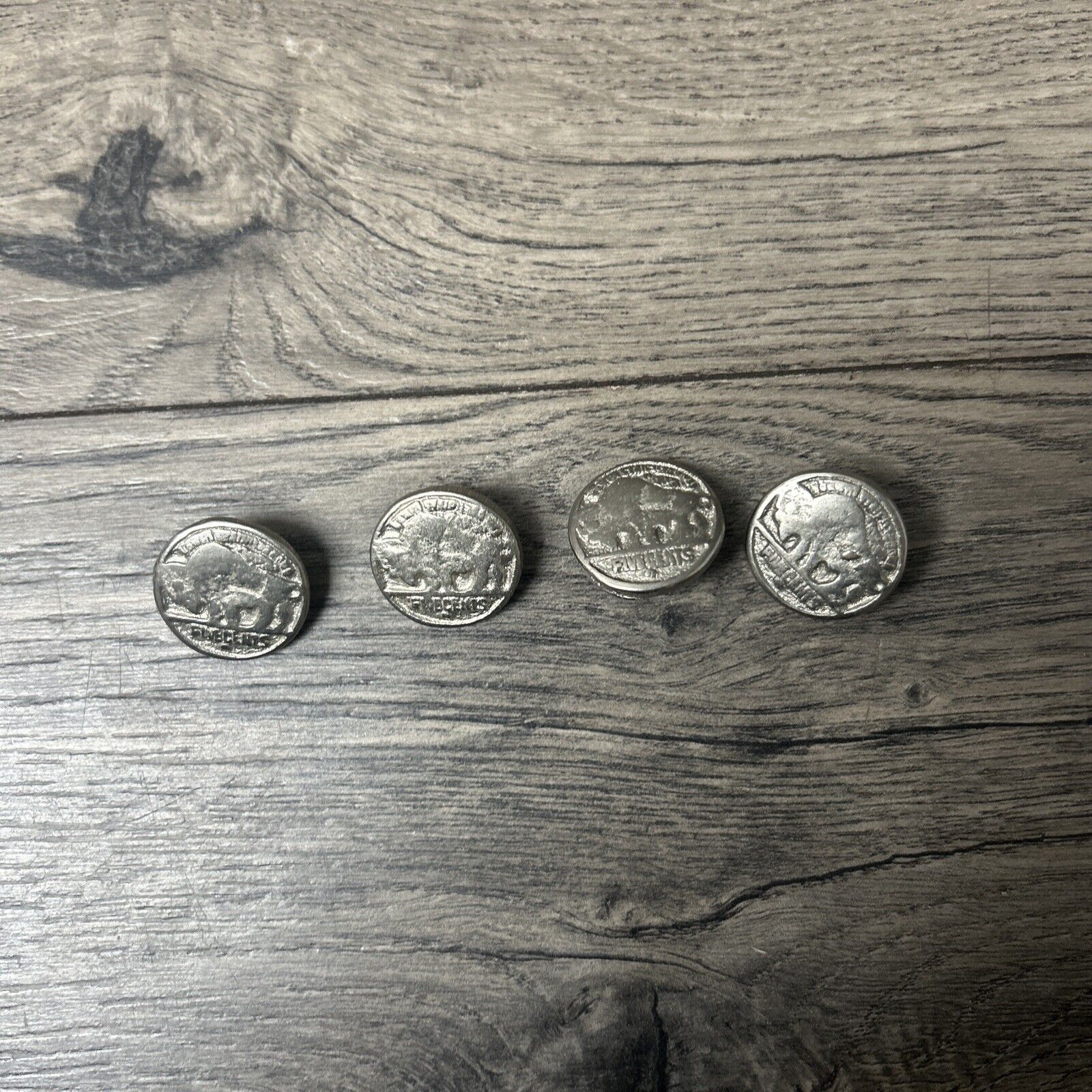 Vintage Lot of 4 PCS Buffalo Nickel Metal BUTTONS Round