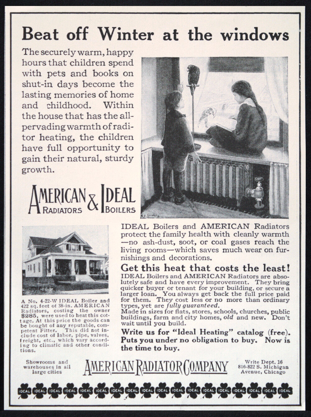 1918 Antique American RADIATORS & Ideal BOILERS Home Heating Vtg PRINT AD