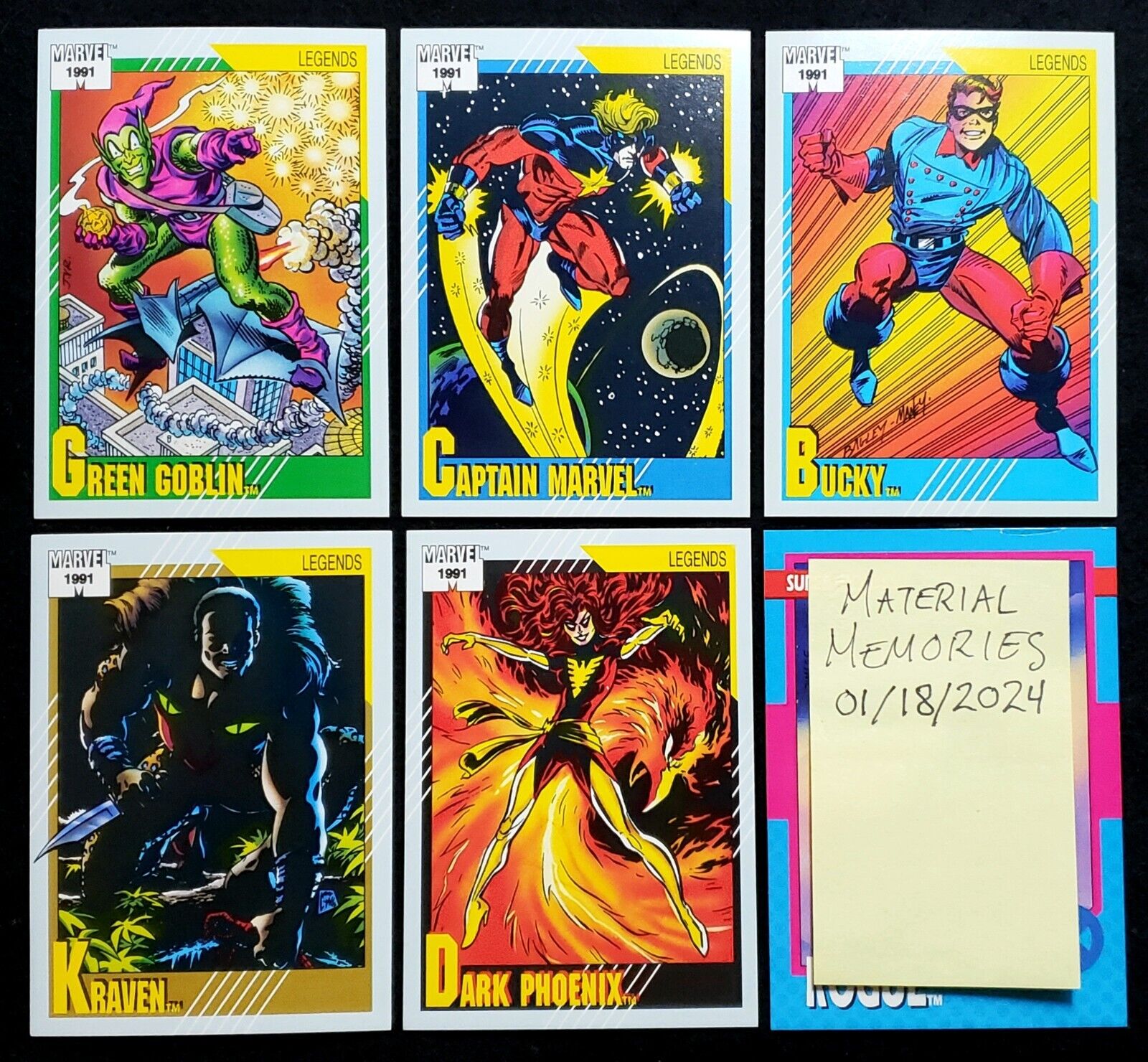 5 Card Lot - 1991 Marvel Universe 2 Legends #139 #140 #141 #143 #144 - RAW/MINT+
