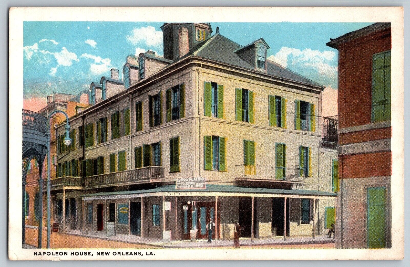 New Orleans, Louisiana LA - Napoleon House - Roadside View - Vintage Postcard