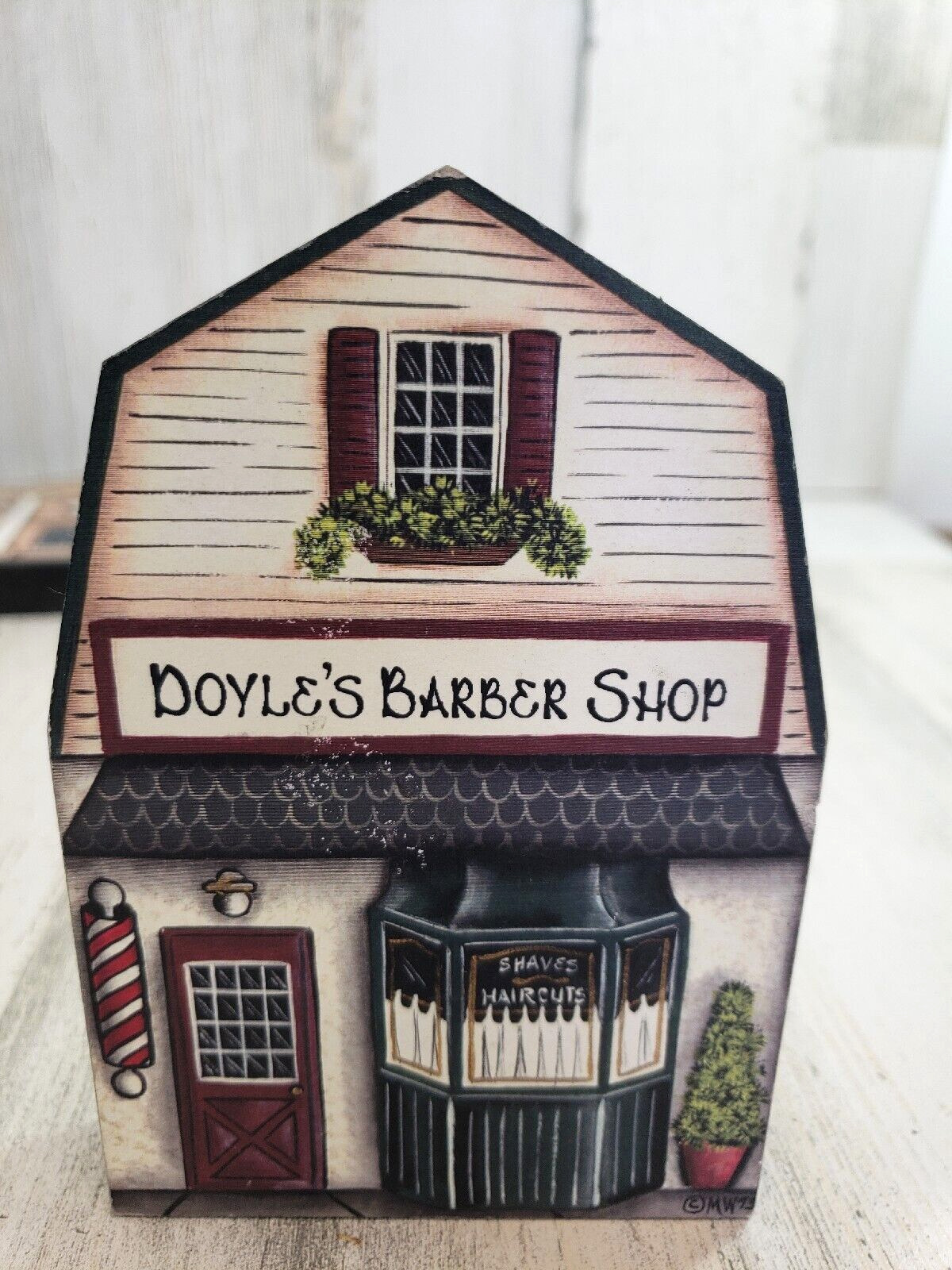 Brandywine Woodcrafts Wood Shelf Sitter Doyle\'s Barber Shop