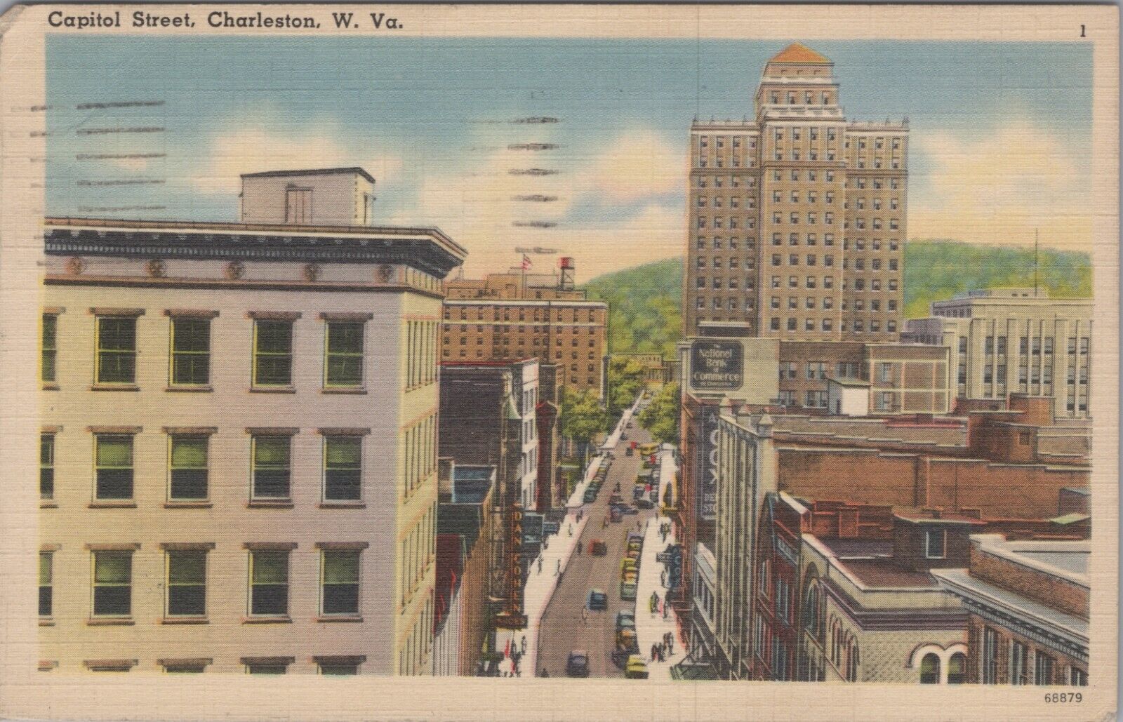 1943 Postcard West Virginia Charlestown WV~Capitol Street 5188.4