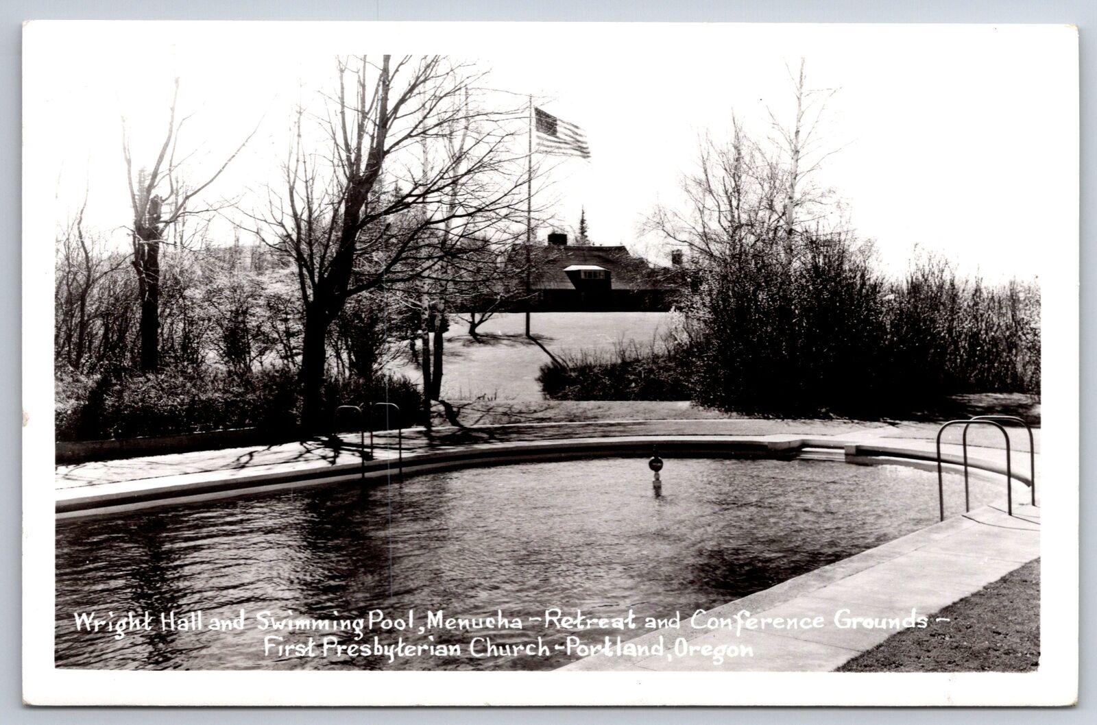 Portland Oregon~1st Presbyterian Church~Wright Hall & Swimming Pool~1950s RPPC