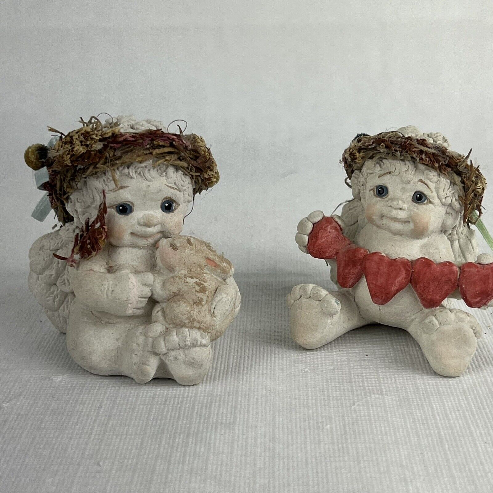 Cast Art Dreamsicles 1994 Heartstrings Cherub With Bunny Lot Of Two Small