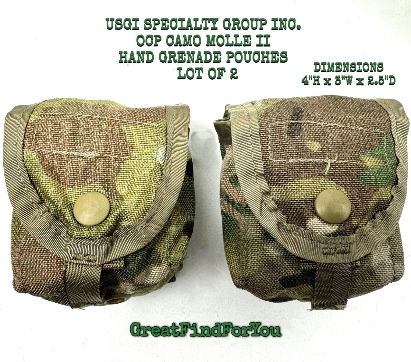 USGI SPECIALTY GROUP INC. OCP CAMO MOLLE II HAND GRENADE POUCHES - LOT OF 2