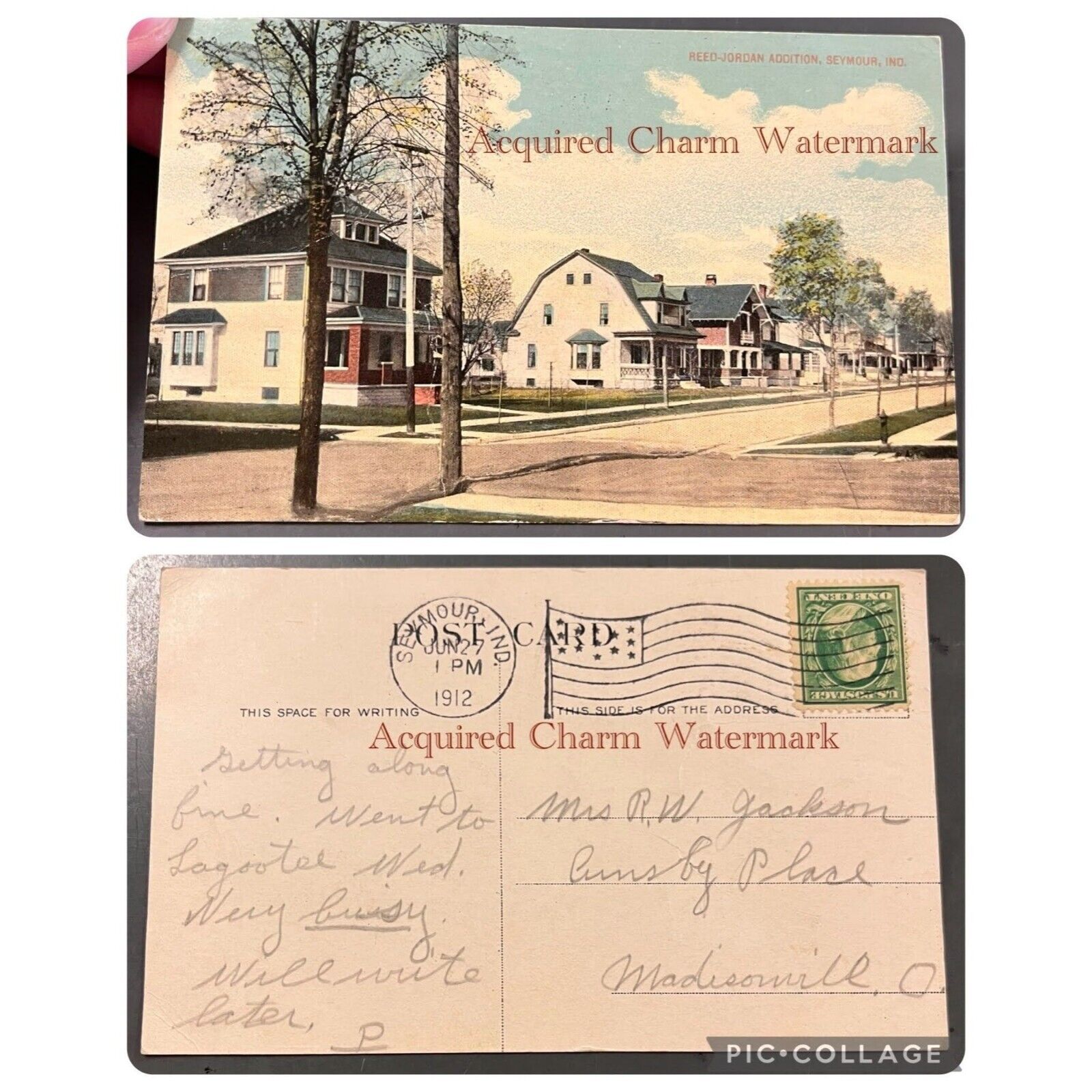 Antique Postcard, Reed-Jordan Addition, Ind. June 27, 1912