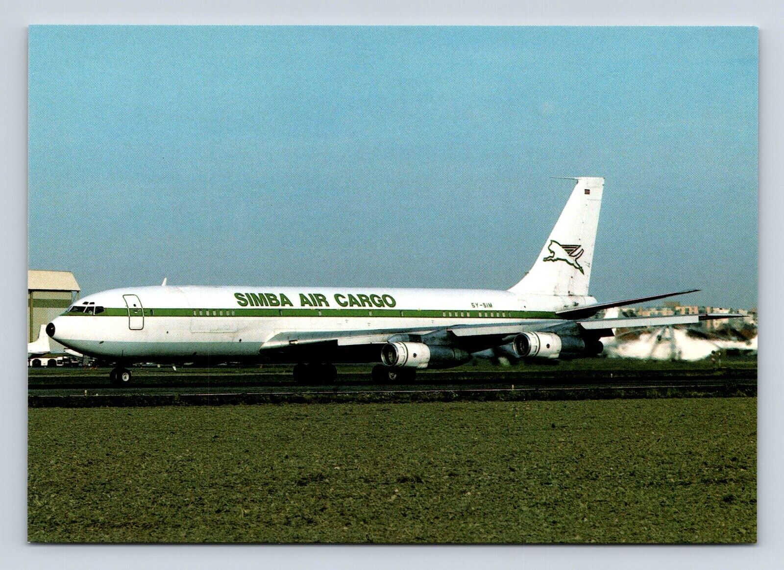 Simba Air Cargo B-707-336C 6Y-SIM c/n 20517 Ostend 1997 Airplane Postcard Vtg A5