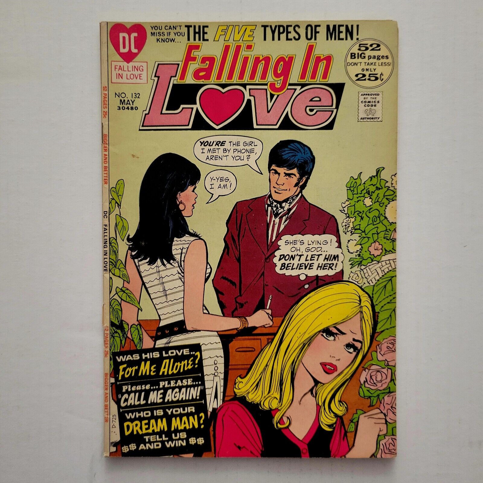 FALLING IN LOVE #132 FN+ (1972 DC) BIG GIRL NOW Romance Win Mortimer Cover