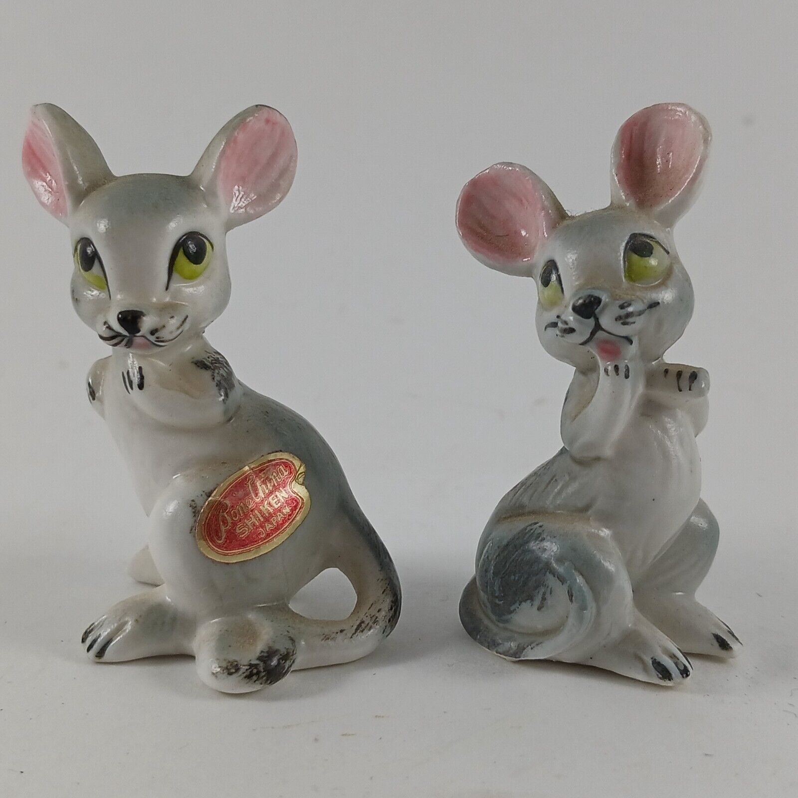 Vintage Shiken Bone China Miniature Set of 2 Mice Mouse Figures