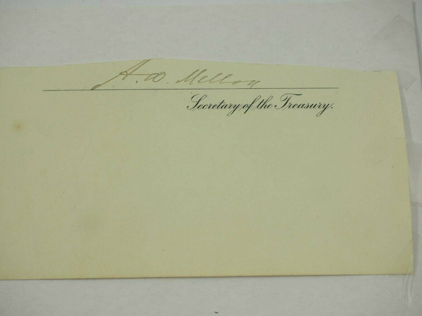 Andrew W. Mellon Autograph Secretary of Treasury Cutout