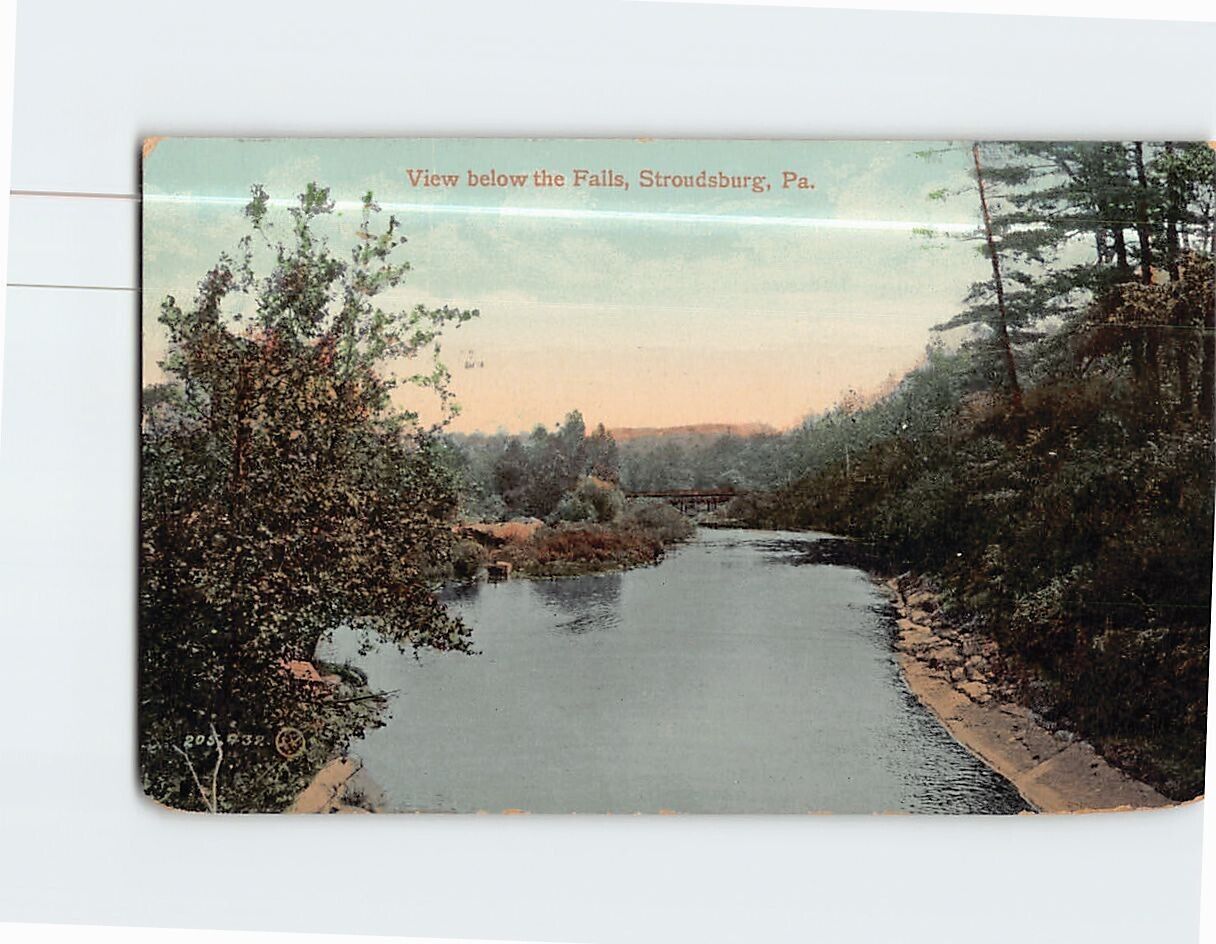 Postcard View Below the Falls Stroudsburg Pennsylvania USA