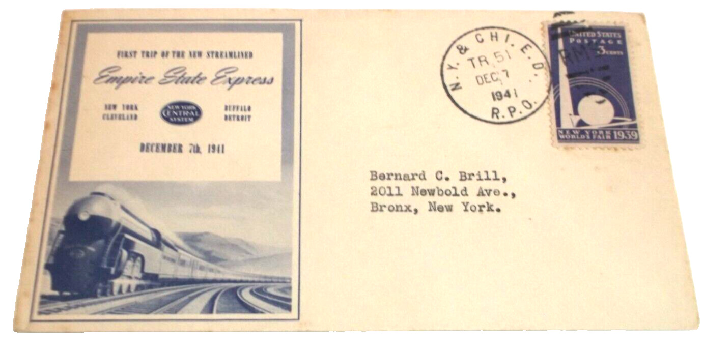 1941 HISTORIC NEW YORK CENTRAL NYC THE EMPIRE STATE EXPRESS PEARL HARBOR DAY I