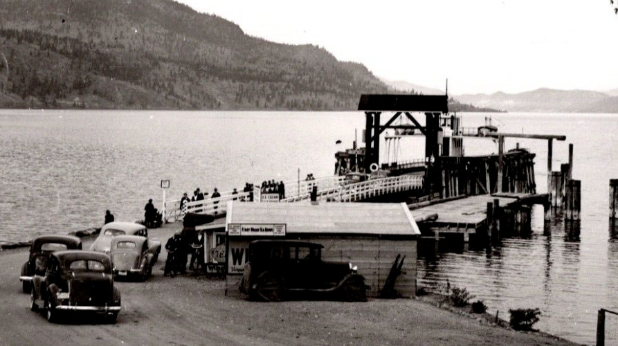 Vintage RPPC Postcard Kelowna Ferry Westbank BC Canada Ribelin BW