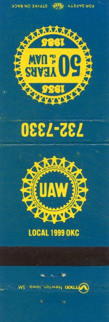 UAW Local 1999, Oklahoma City, Oklahoma Matchbook