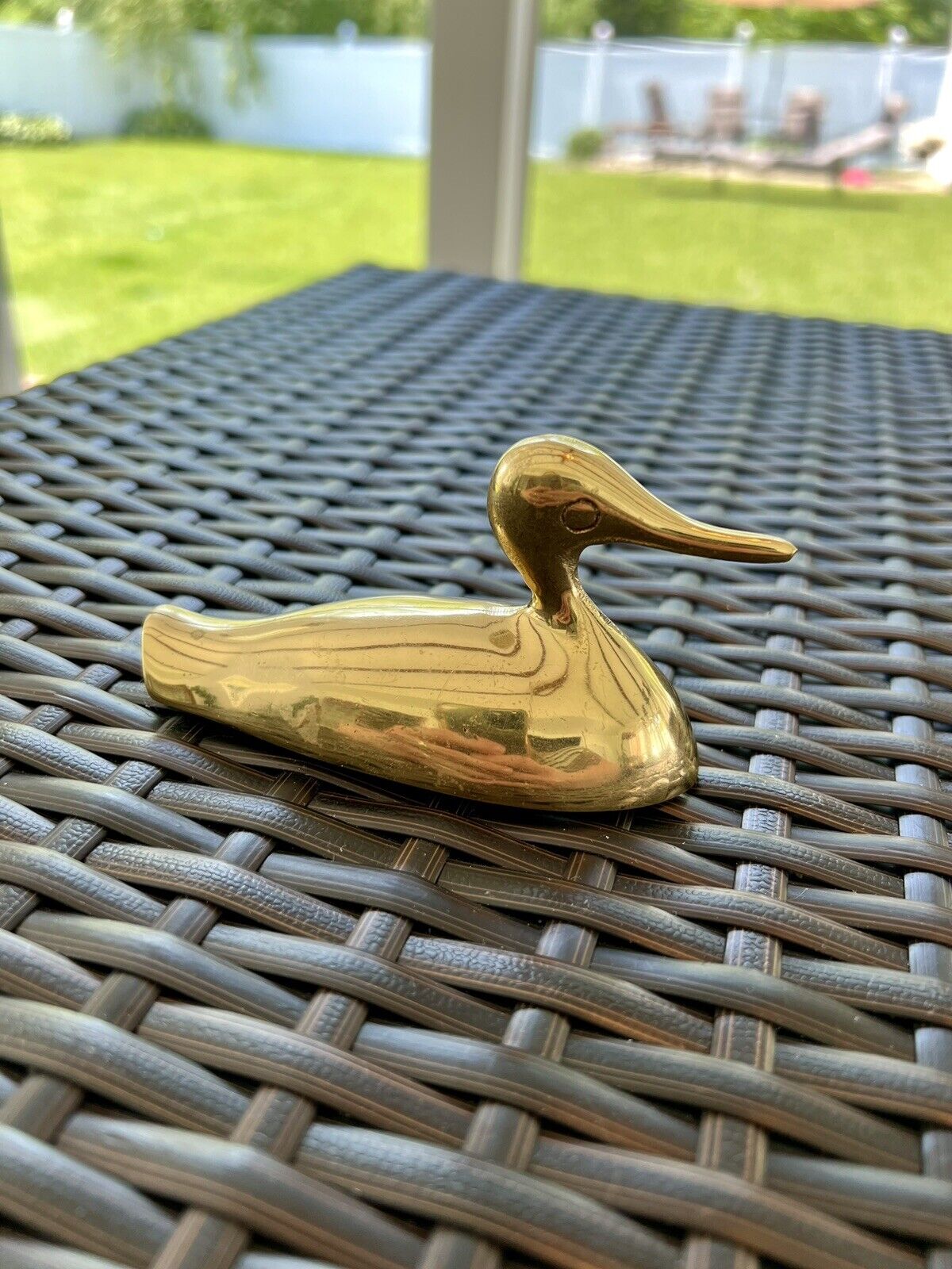 VINTAGE Small Solid Brass Duck Decoy Statue Figurine Paperweight - 3 1/2\