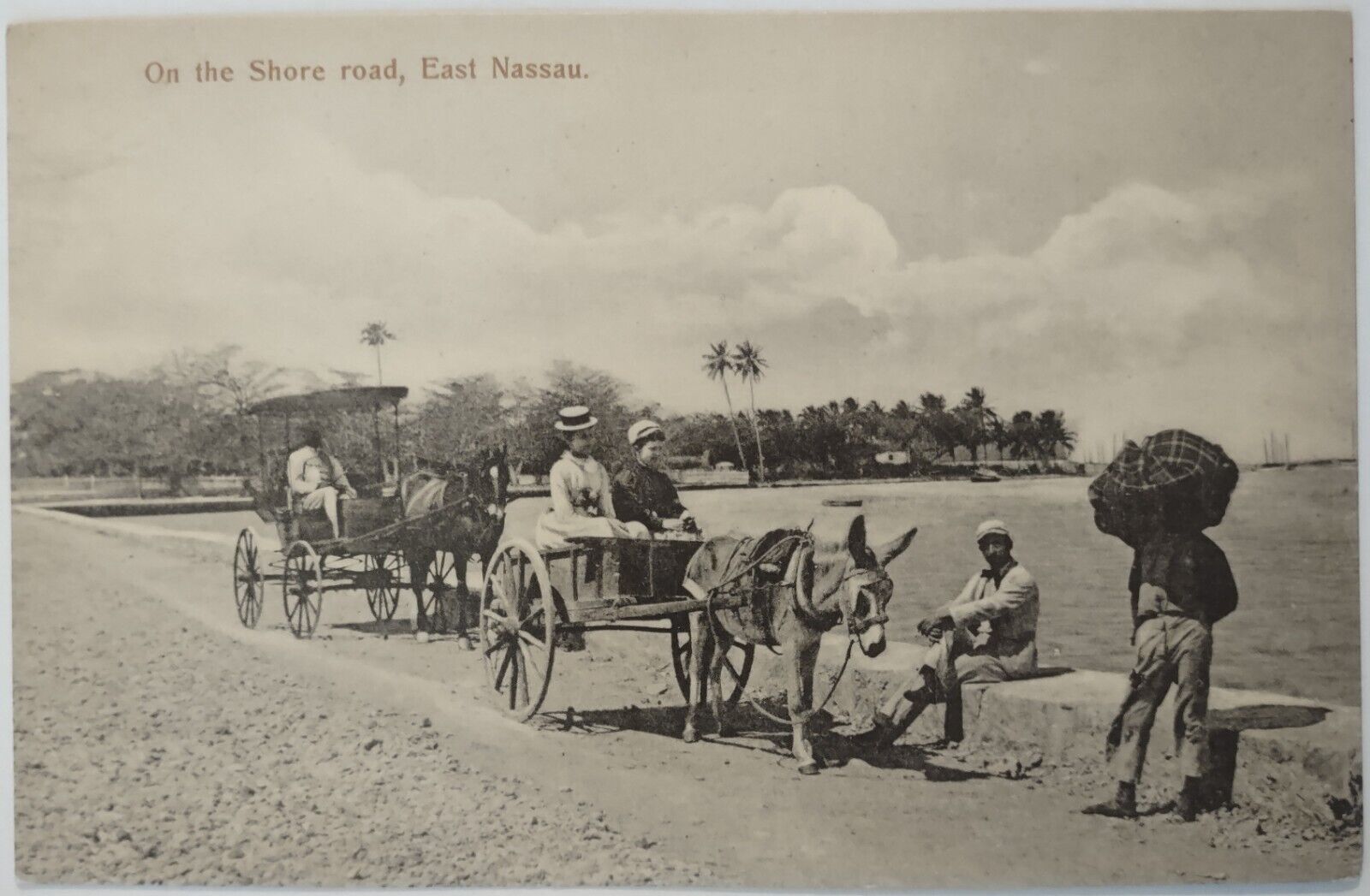Vintage Postcard Nassau Bahamas On The Shore Road RPPC AA34