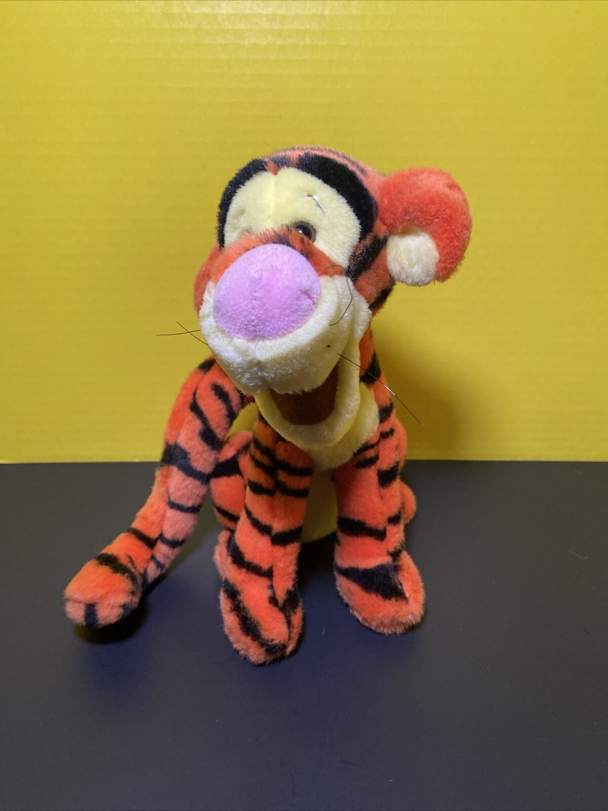 Vintage Walt Disney Tigger Plush Tiger Orange Black Stripe Pink Nose Sitting 10\