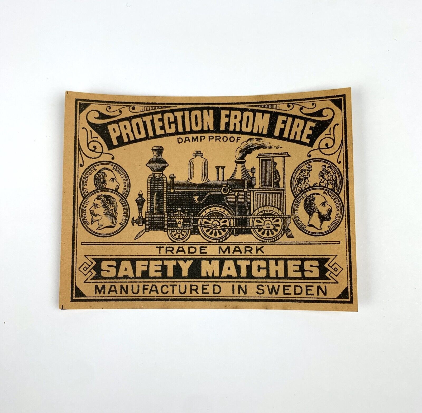 Vintage/Antique Un-Glued Sweden Matchbox Label Steam Locomotive Safety Matches
