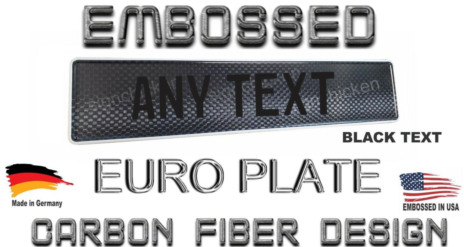 CARBON FIBER DESIGN, EURO STYLE TAG, BMW,  European LICENSE plate, ANY TEXT