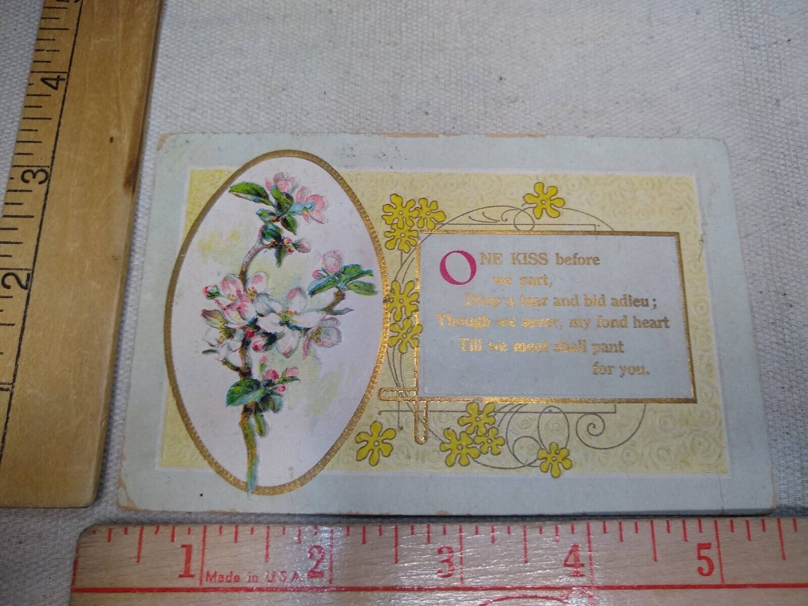 Postcard - Embossed Flower Print with Poem