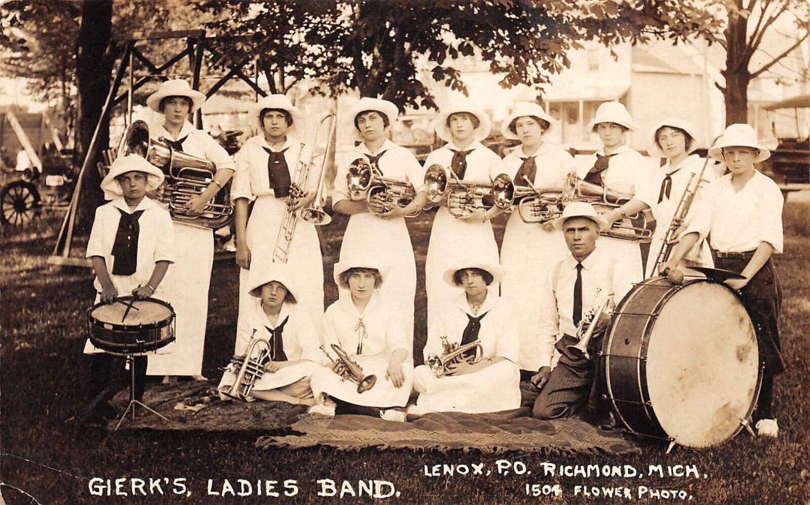 RPPC Richmond Michigan GIERK'S ALL LADIES BAND c1910 Photo Postcard