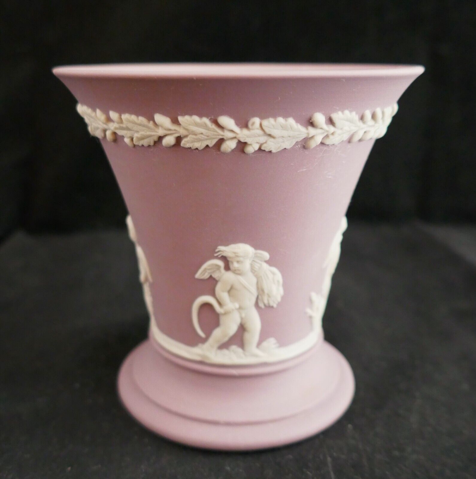 Wedgwood Lilac Jasperware Four Seasons Cherubs Vase 3 1/2\