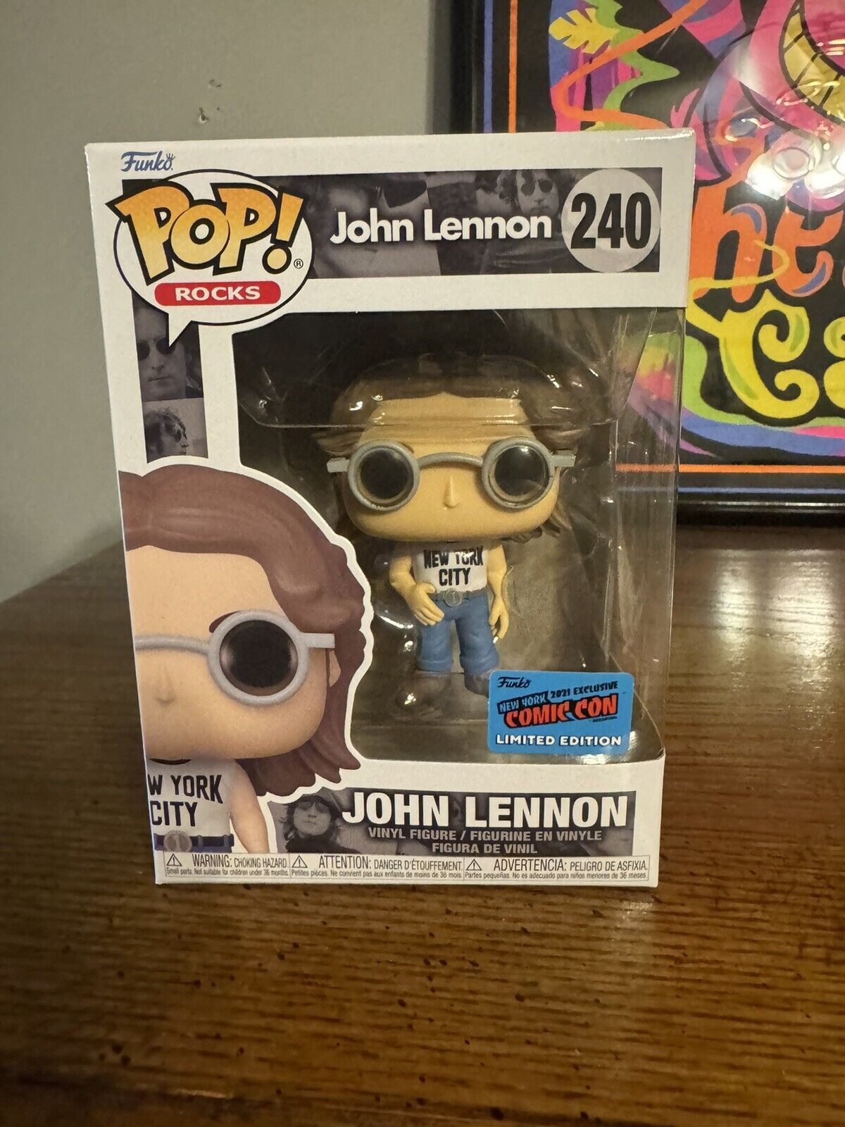 Funko POP Rocks John Lennon #240 Festival of Fun NYCC 2021 Sticker W/ Protector