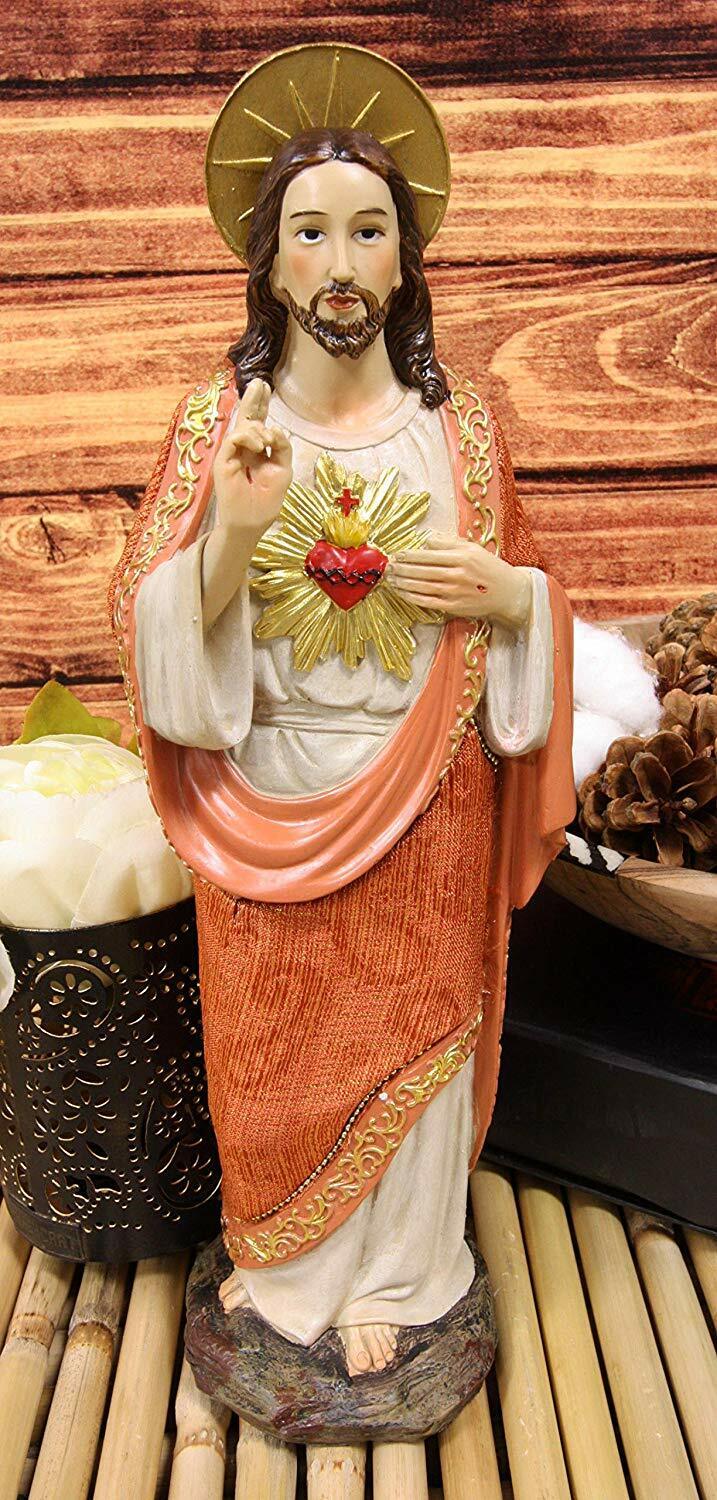 Ebros Sacred Heart of Jesus Devotional Statue in Linen Fabric Garment 12\