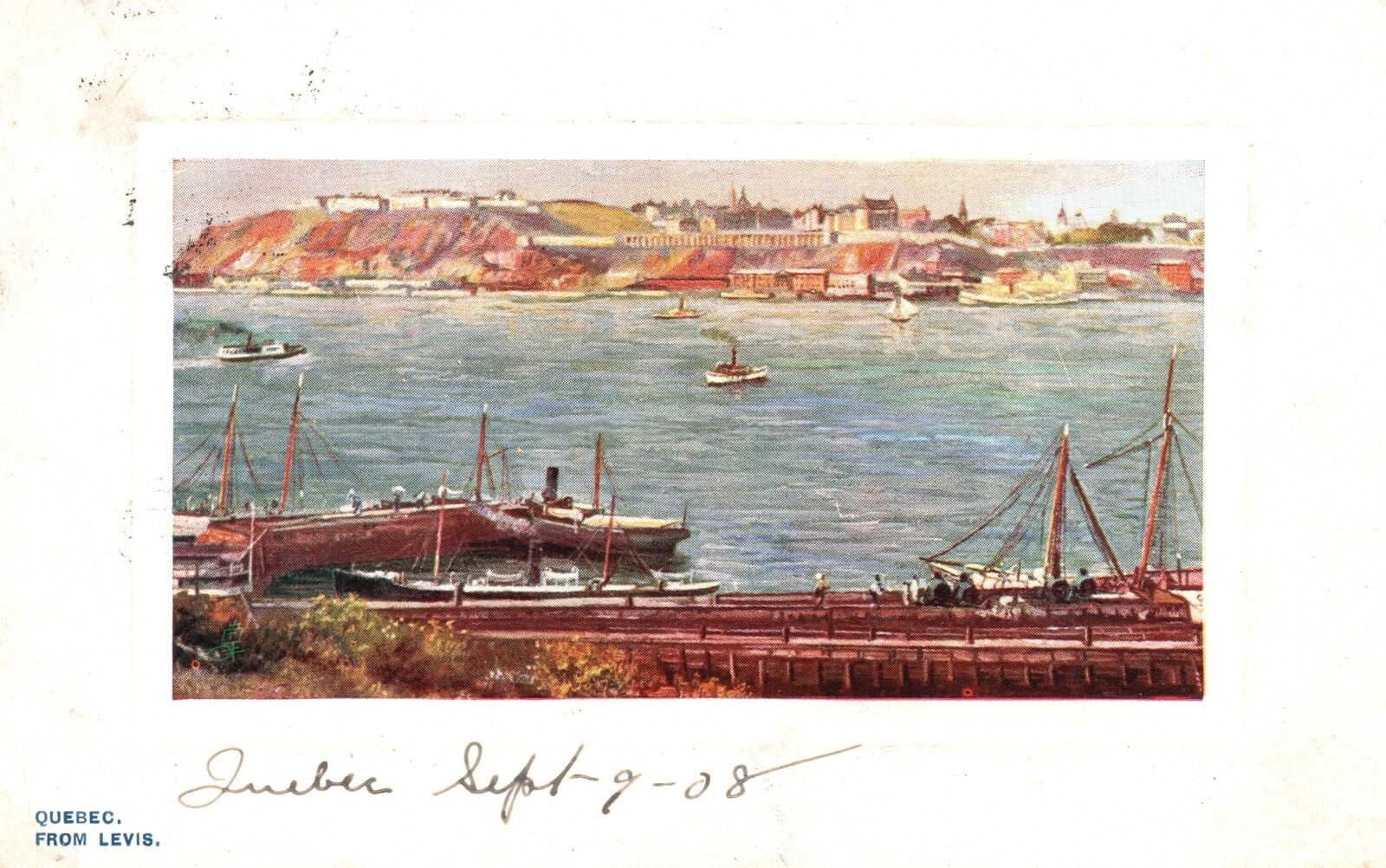 Vintage Postcard 1910\'s Quebec From Levis Ferry Boats Oilette Raphael Tuck & Son