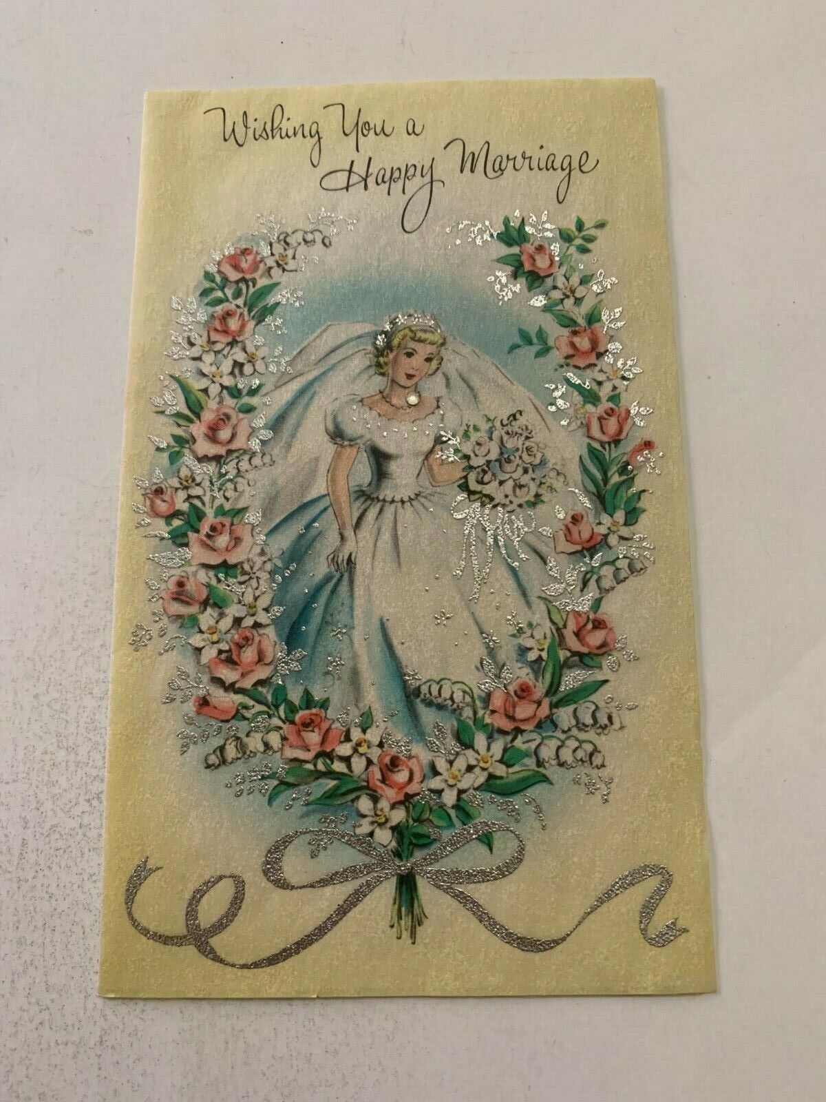 Vintage 1950\'s Wedding Buzza Cardozo Greeting Card Bride Flowers